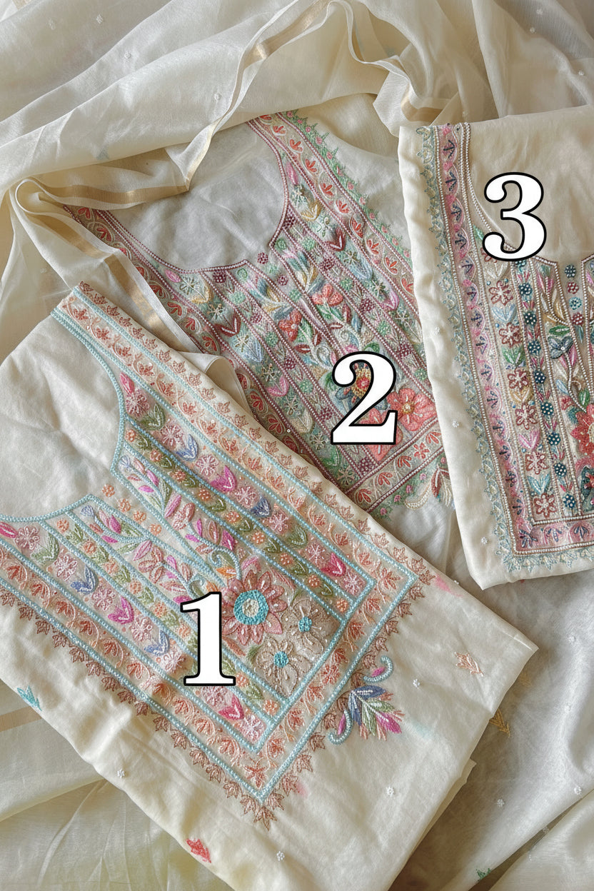 Mul handwork chikankari Kurta Dupatta set