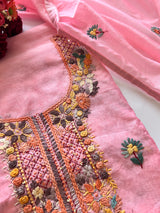 Knot embroidery Unstitched suit material 2 pc