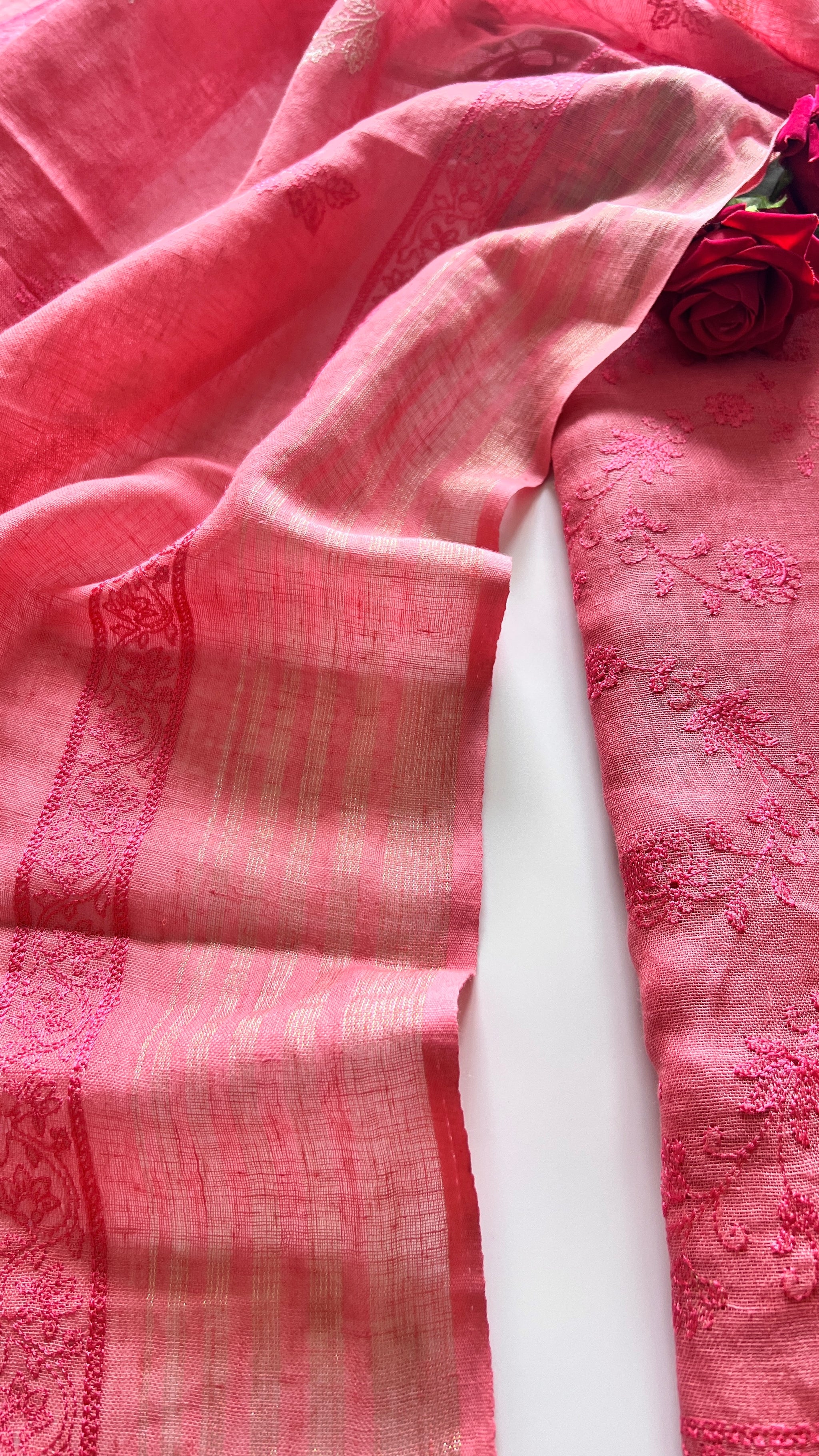 Pure Linen embroidered premium unstitched dress material