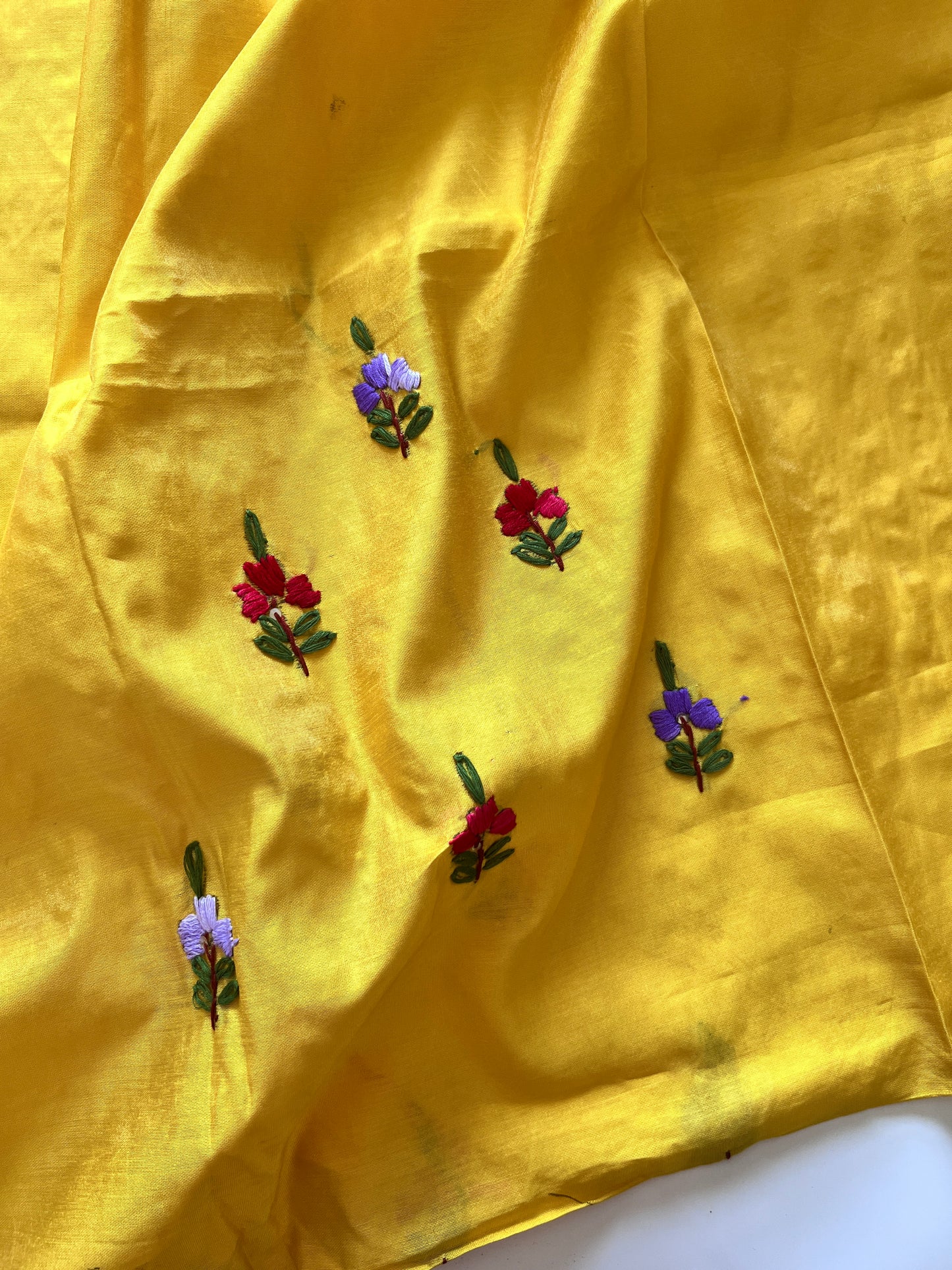 Yellow knot embroidery Unstitched suit material