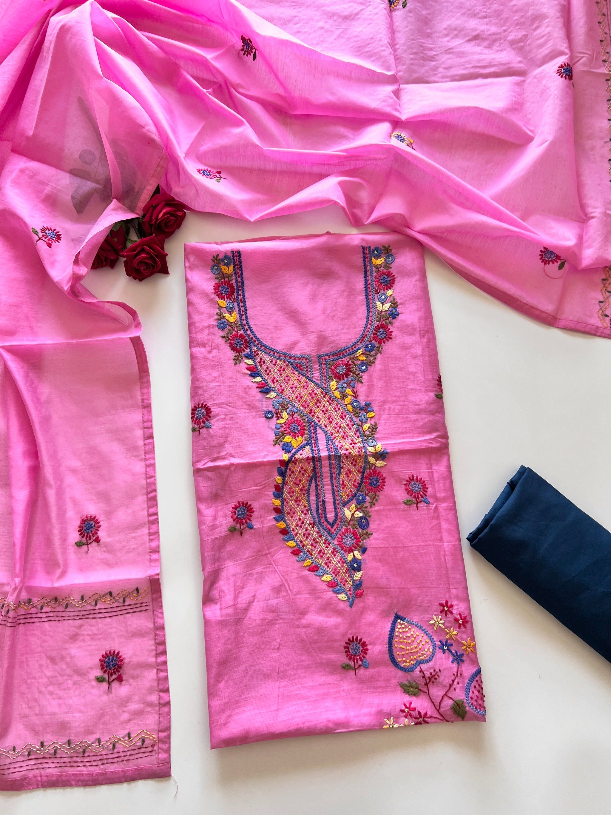 Knot embroidery Unstitched suit material