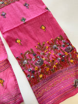 Pink Knot embroidery Unstitched suit material 2 pc