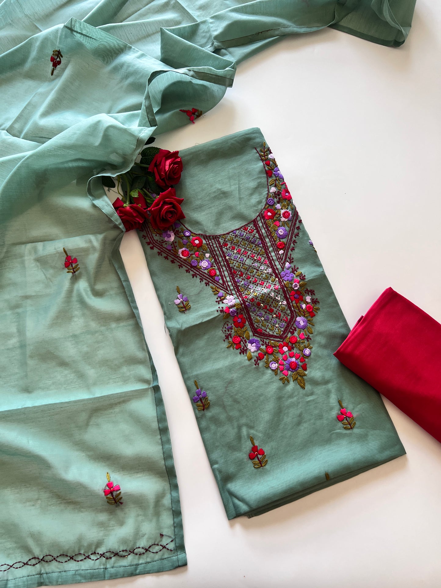 Knot embroidery Unstitched suit material