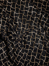 Black velvet sequin embroidered fabric