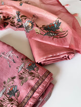 Pure linen Shikargah embroidered unstitched suit.