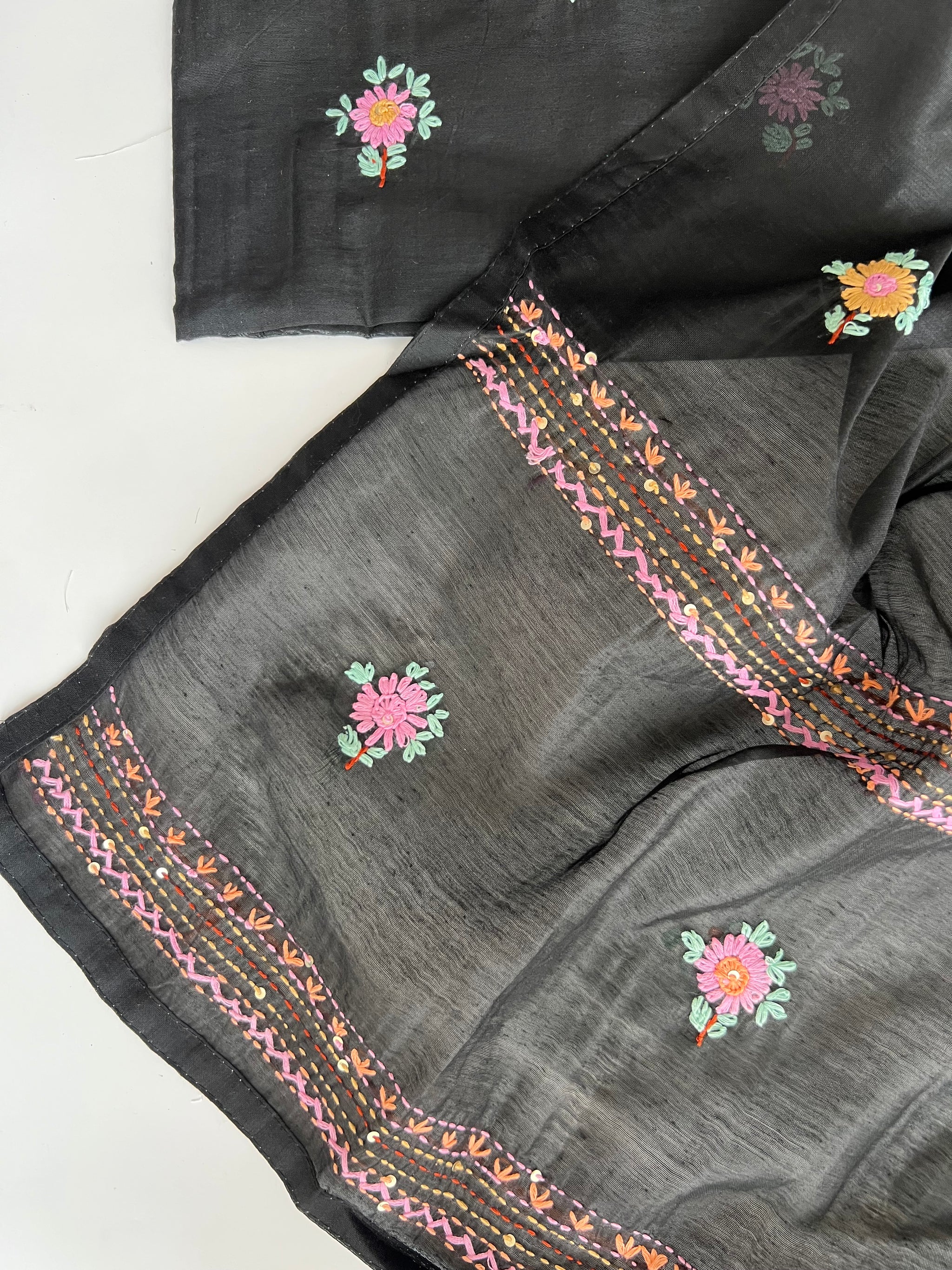 Black knot embroidery Unstitched suit material