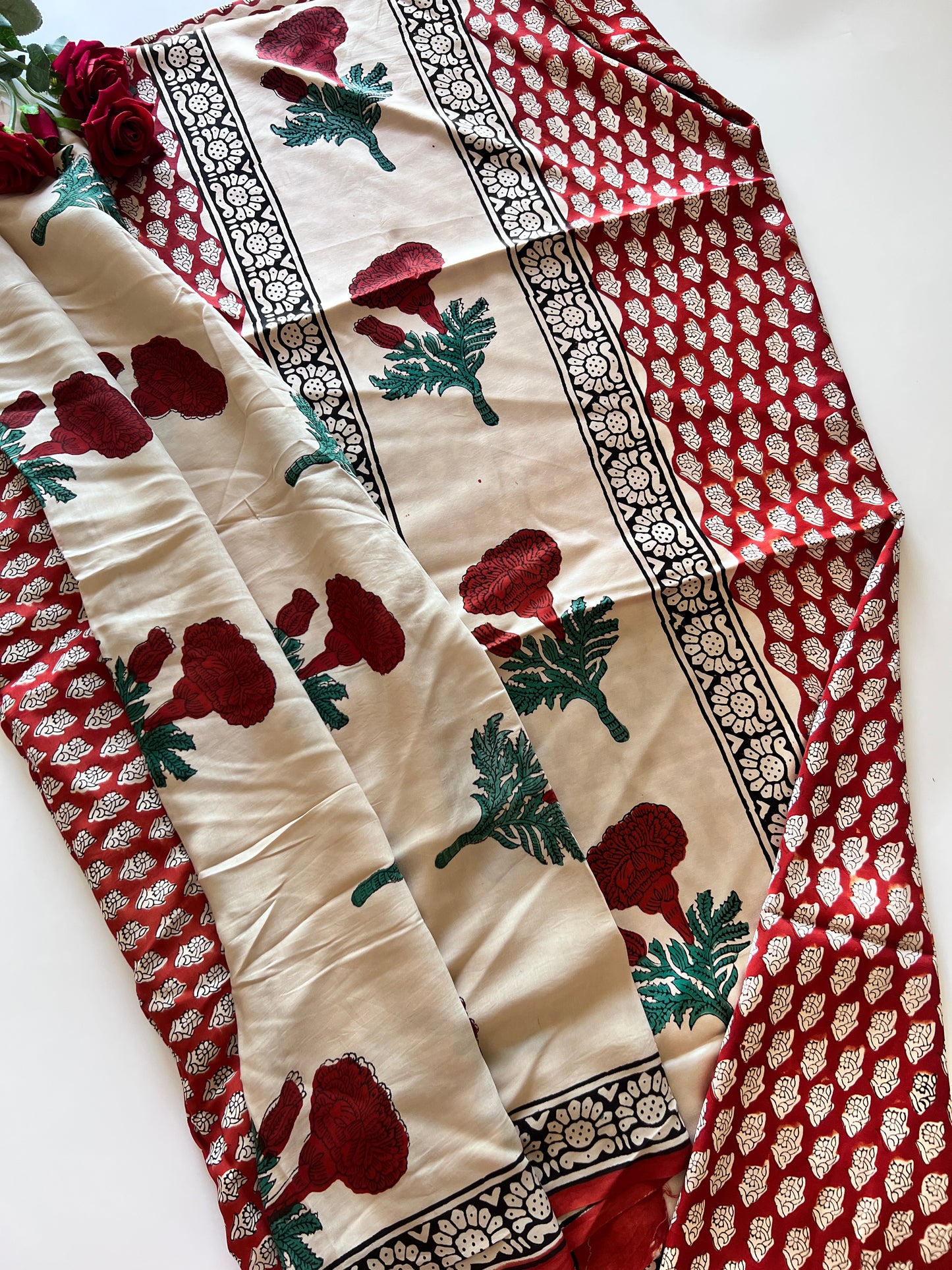 Original Handblock Ajrakh print on Modal fabric Unstitched suit set
