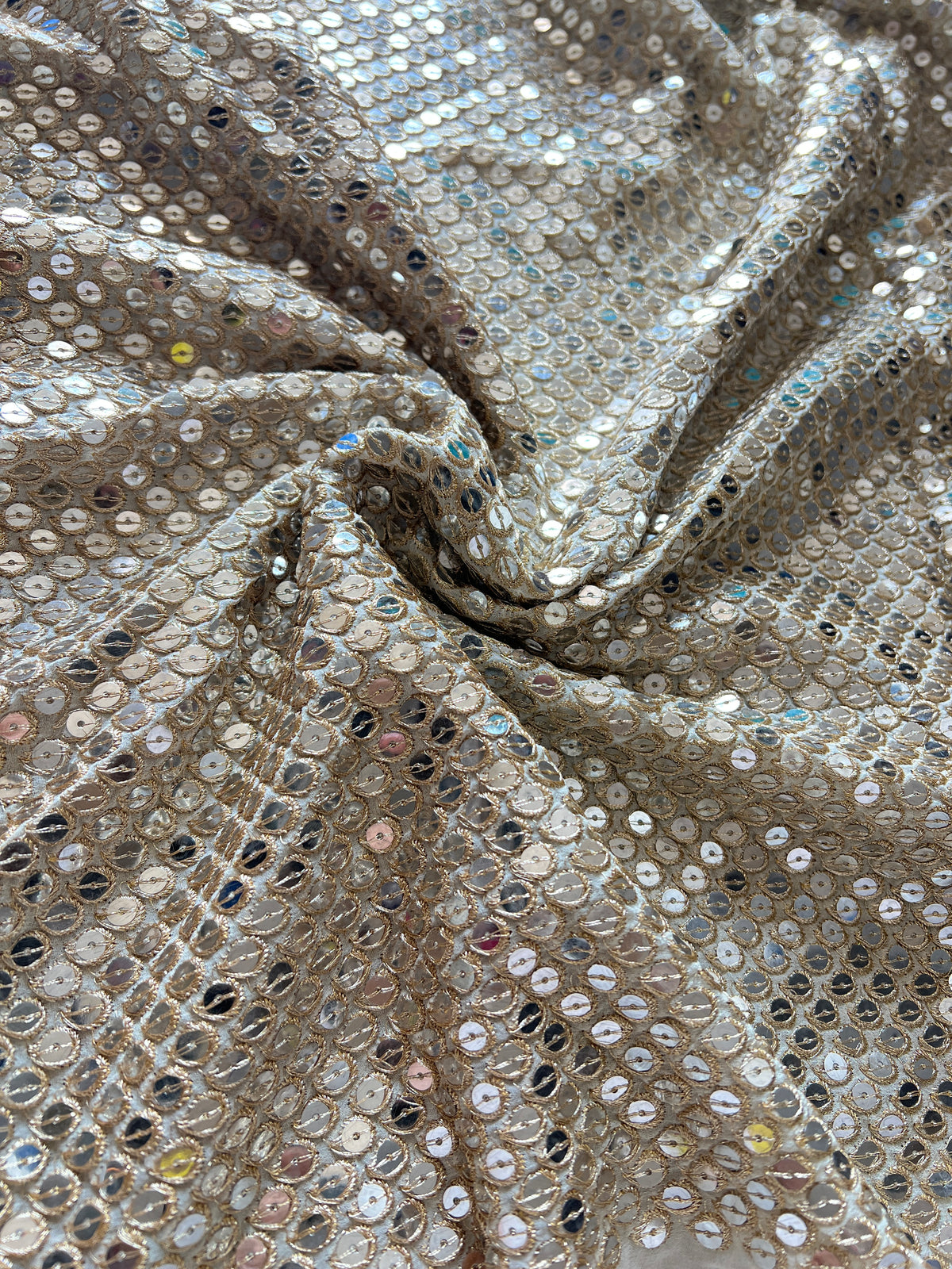 Dyeable georgette Sequin fabric. Big sequin fabric
