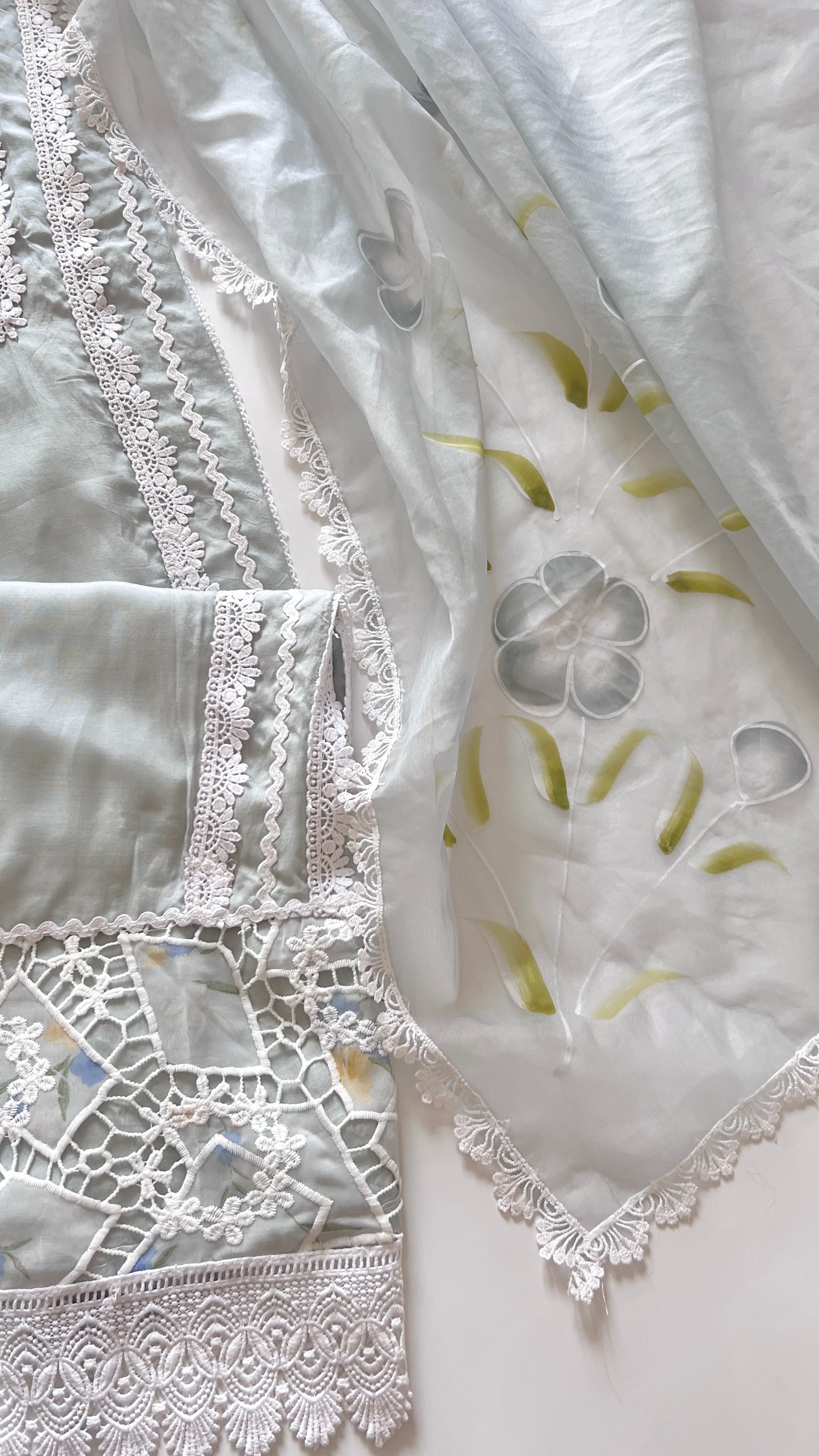 Grey Viscose Muslin dress material unstitched Suit set
