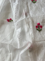 White Kotta floral embroidered kurta dupatta set Unstitched