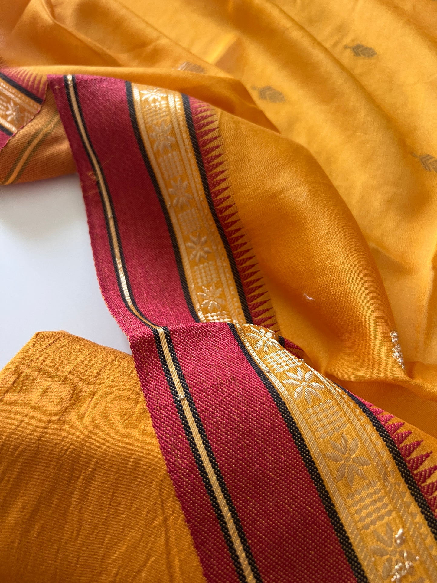 Yellow Pure Chanderi Parsi Thread embroidered Unstitched Suit