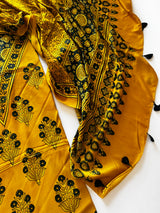 Yellow Original Handblock Ajrakh print on Modal fabric Unstitched suit set