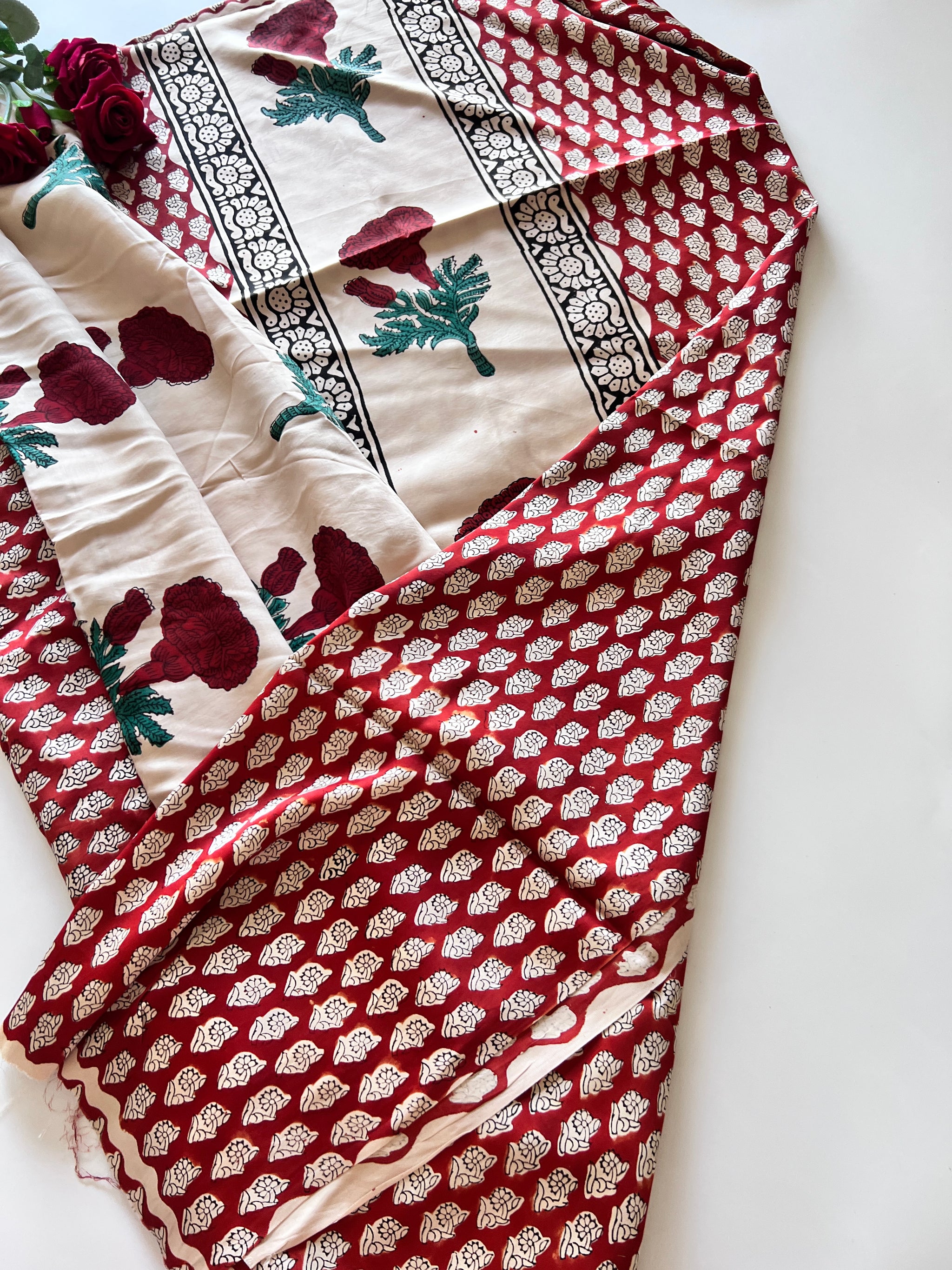 Original Handblock Ajrakh print on Modal fabric Unstitched suit set