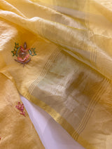 Yellow Mul handwork chikankari Kurta Dupatta set