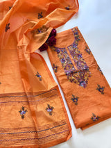 Knot embroidery Unstitched suit material 2 pc