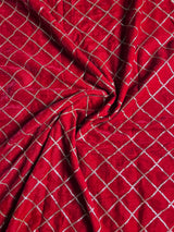 Red velvet sequin embroidered fabric