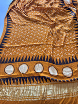 Yellow Ajrakh Handblock print 3 pc fabric Unstitched suit set