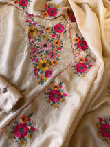 Sunflower Embroidery Crush tissue Silk Dress material