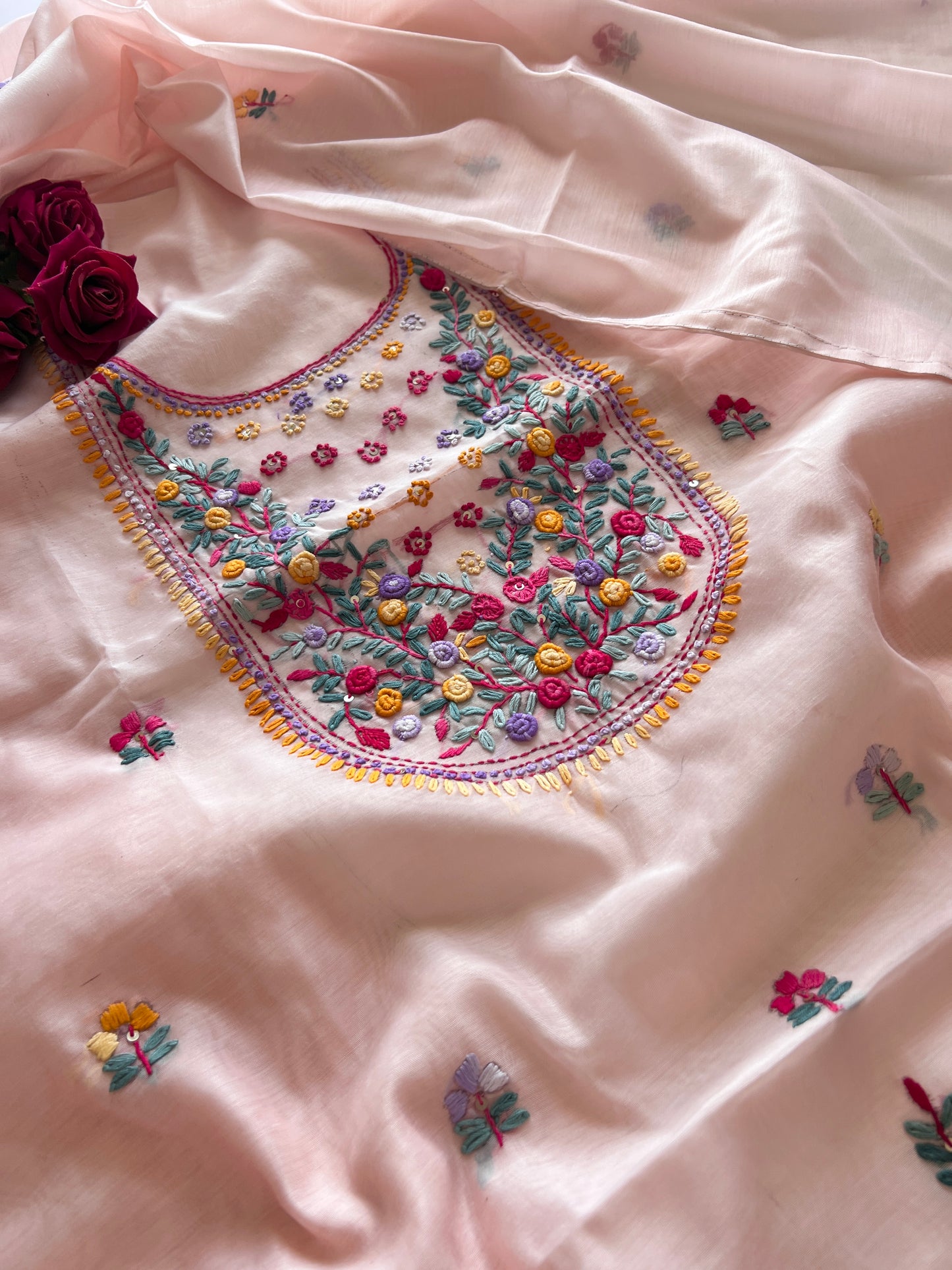 Knot embroidery Unstitched suit material