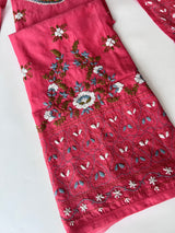 Chanderi knot embroidery Unstitched suit material