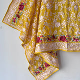 Premium Yellow Parsi Embroidery dupatta