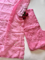 Pink Kotta cutwork Embroidered Unstitched Suit