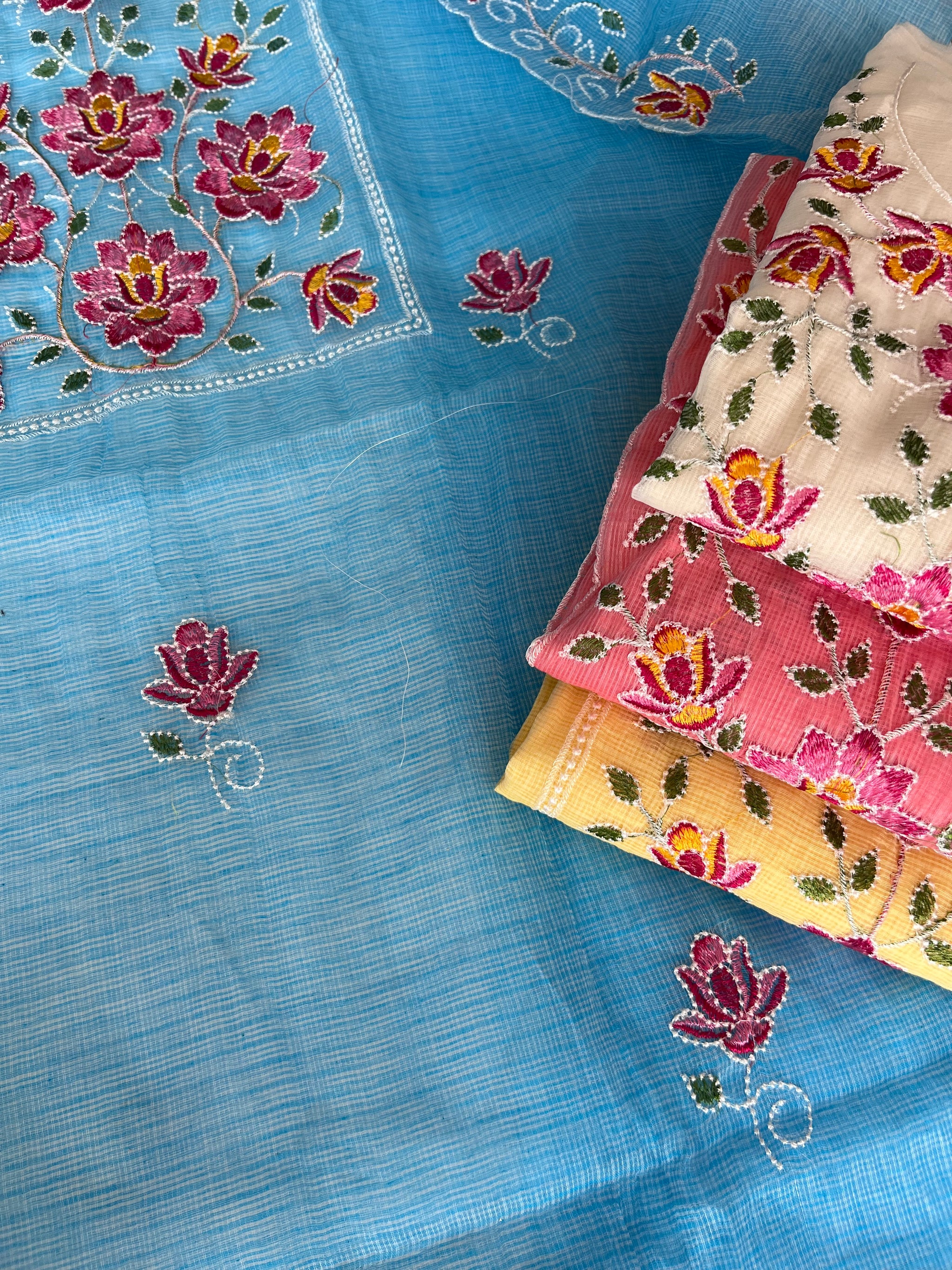 Blue Kotta embroidered kurta dupatta set Unstitched