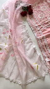 Pink Viscose Muslin dress material unstitched Suit set