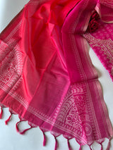 Pink soft Organza crepe with Pitta work and bandej