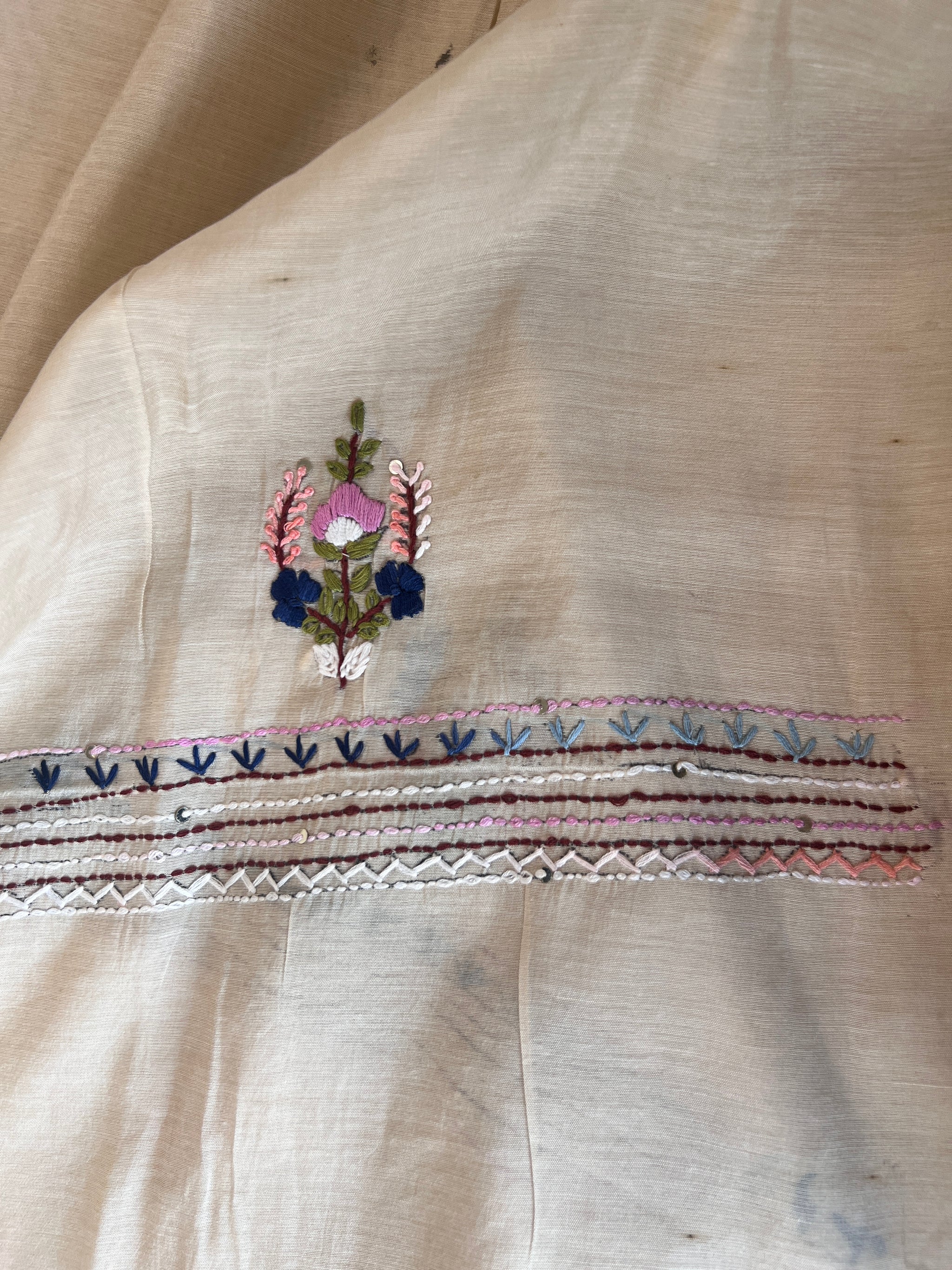 Chanderi knot embroidery Unstitched suit material