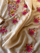 Sunflower Embroidery Crush tissue Silk Dress material