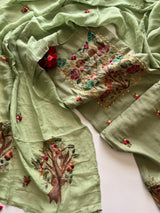 Knot embroidery Masleen Silk Designer Unstitched suit