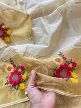 Sunflower Embroidery tissue Jamdani Dress material