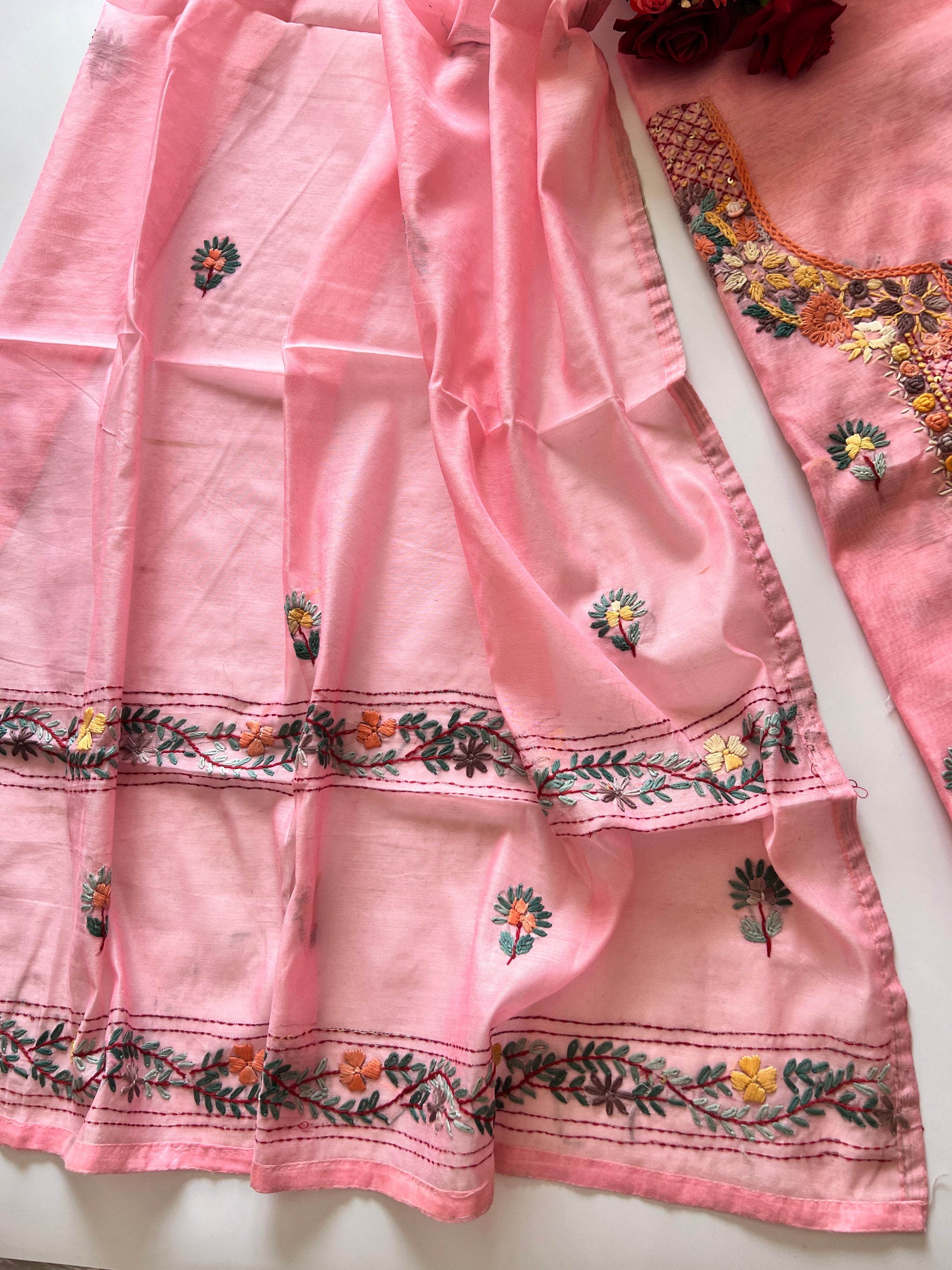 Knot embroidery Unstitched suit material 2 pc
