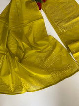 Mul Chanderi dress material with mukaish geometric