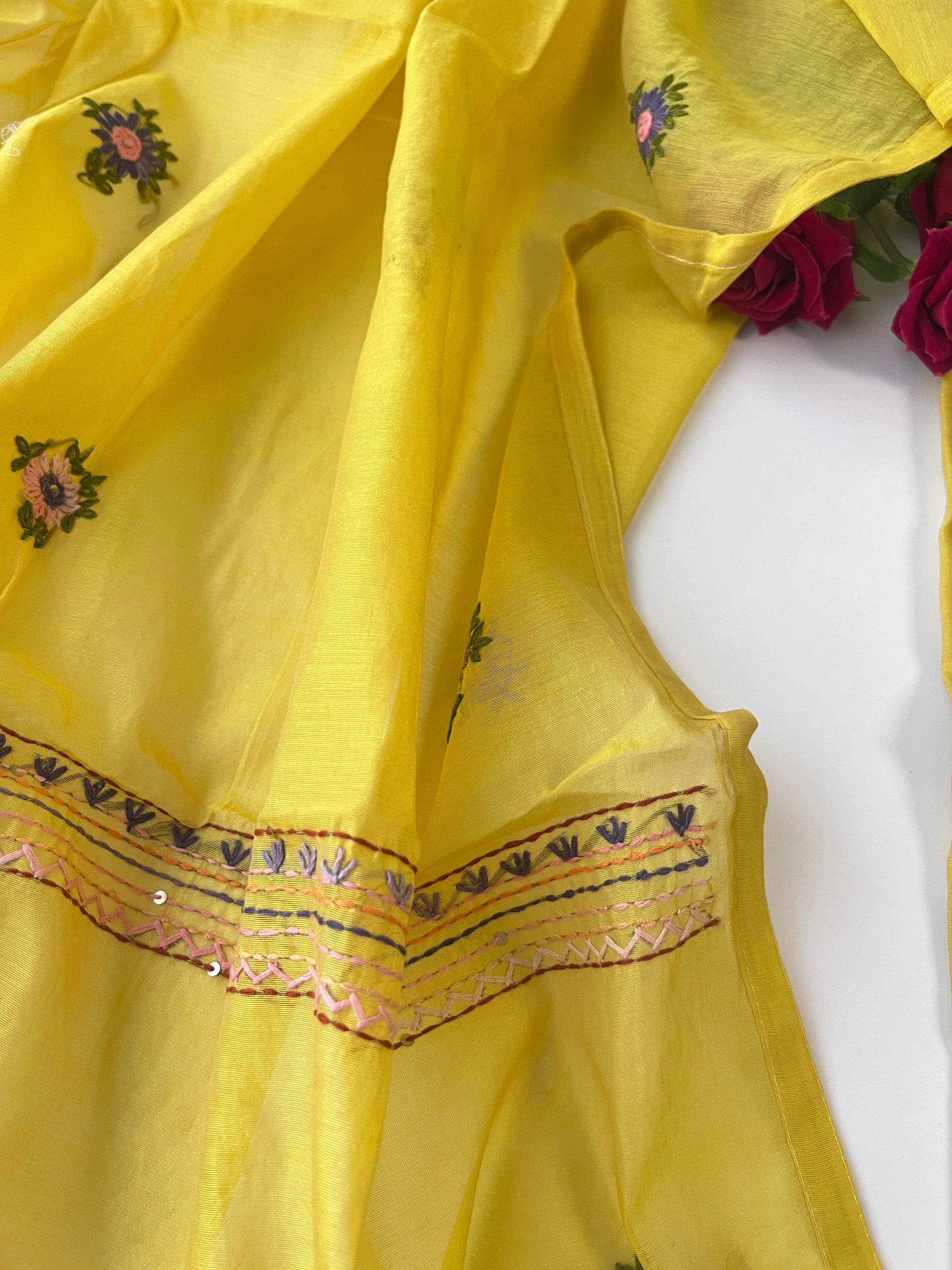 Chanderi knot embroidery Unstitched suit material