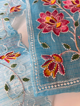 Blue Kotta embroidered kurta dupatta set Unstitched