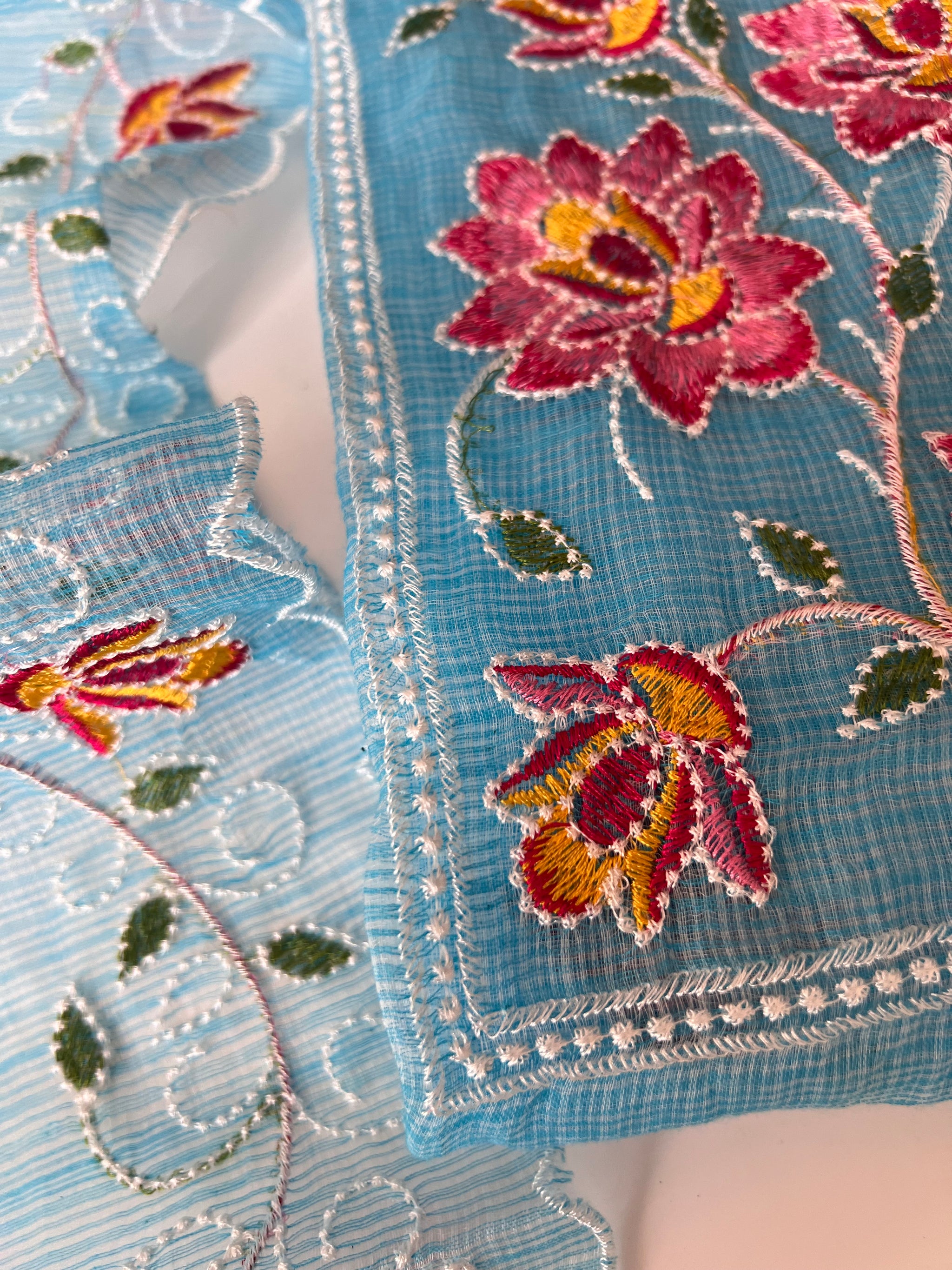 Blue Kotta embroidered kurta dupatta set Unstitched