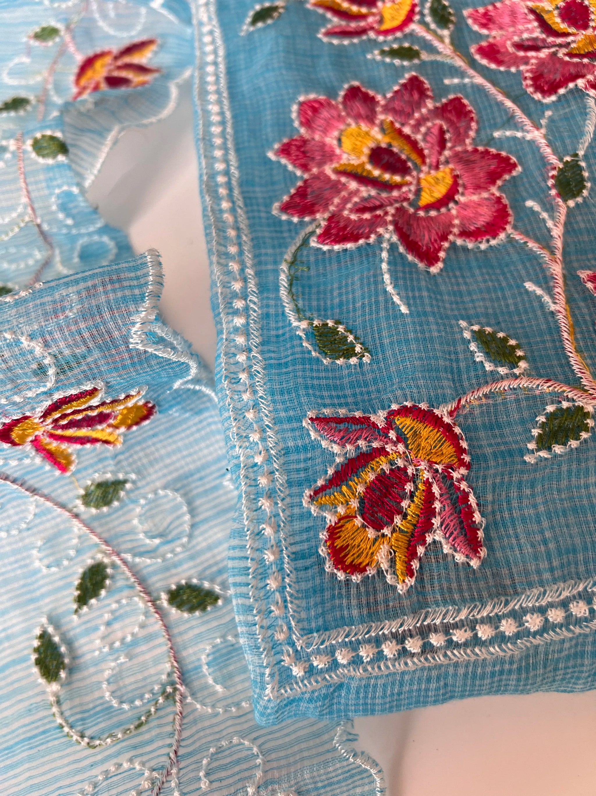 Blue Kotta embroidered kurta dupatta set Unstitched