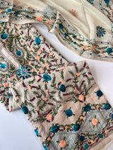 Chanderi Phulkari embroidery Unstitched suit material