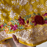 Premium Yellow Parsi Embroidery dupatta