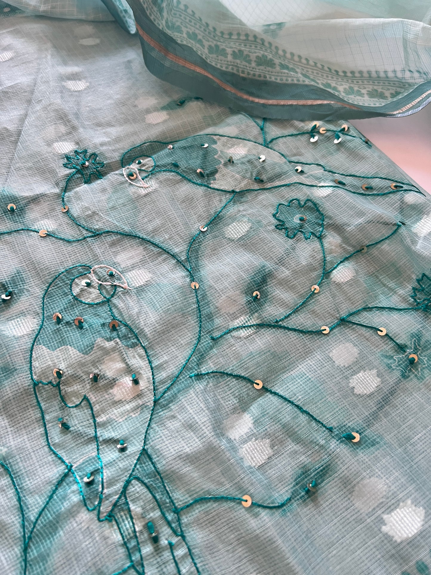 Bird Embroidered Unstitched Suit