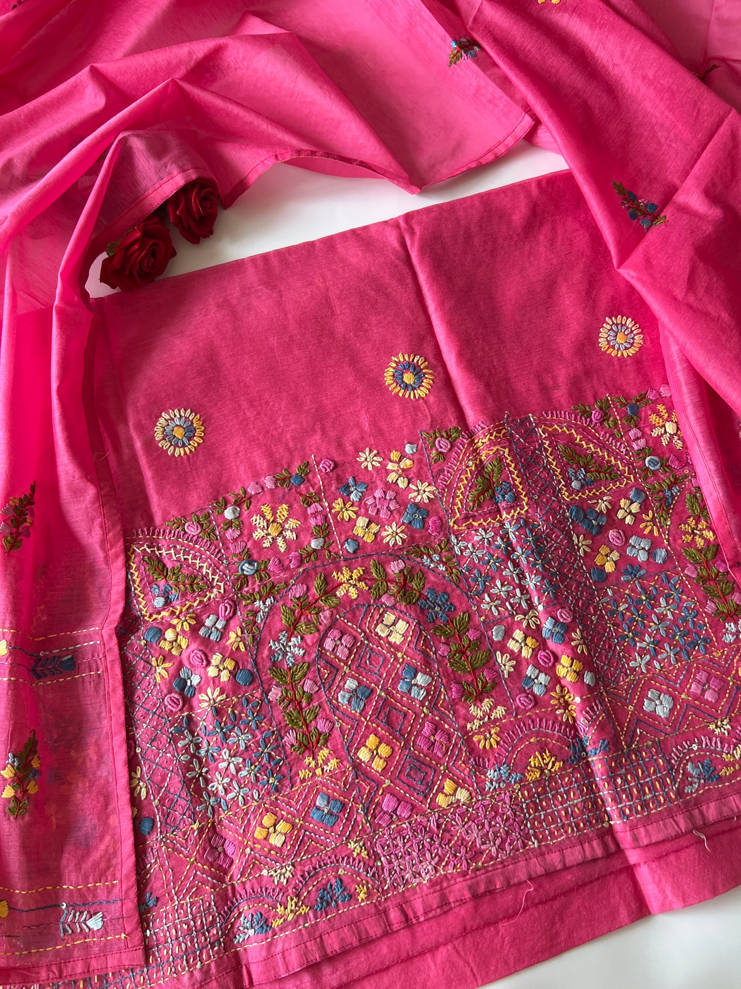 Knot embroidery Unstitched suit material 2 pc