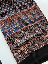 Black Original Handblock Ajrakh print 2 pc fabric Unstitched suit set