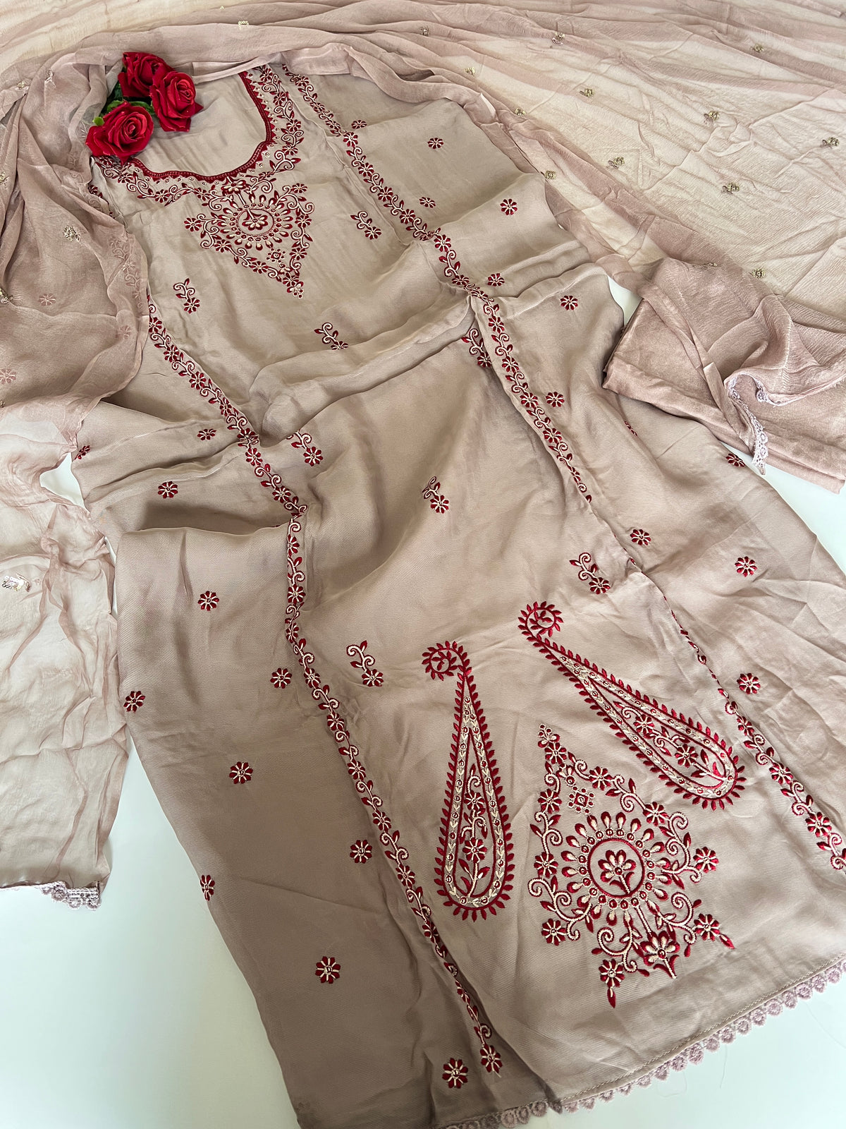 Laal Dhaga kurta embroidery Unstitched suit on Mouse color