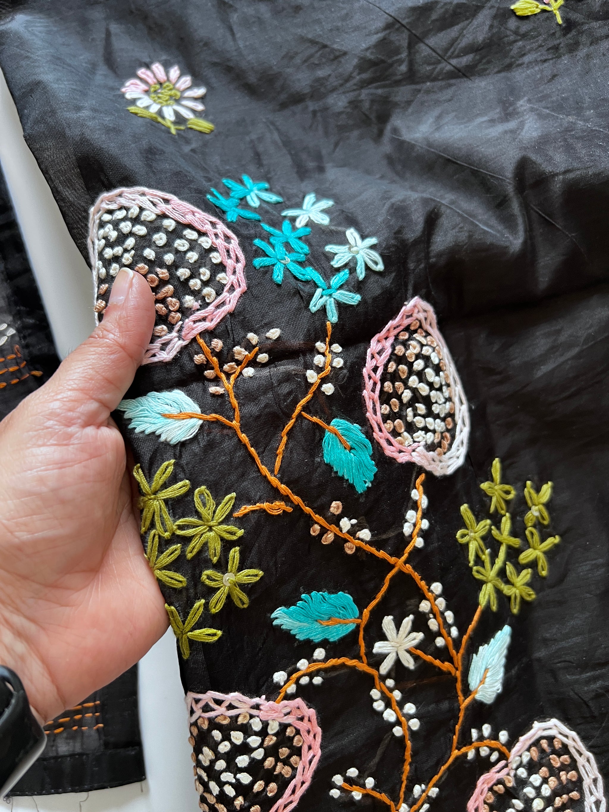 Black knot embroidery Unstitched suit material