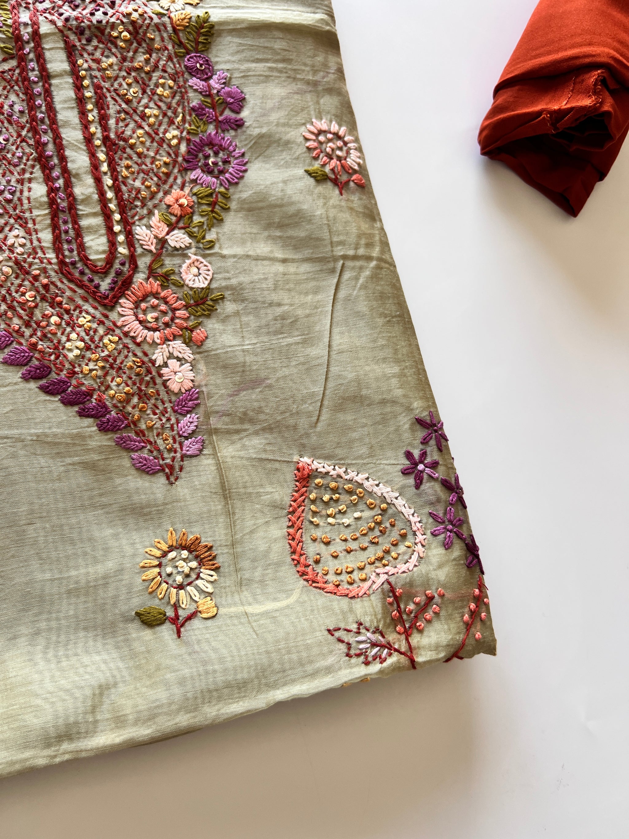 Knot embroidery Unstitched suit material