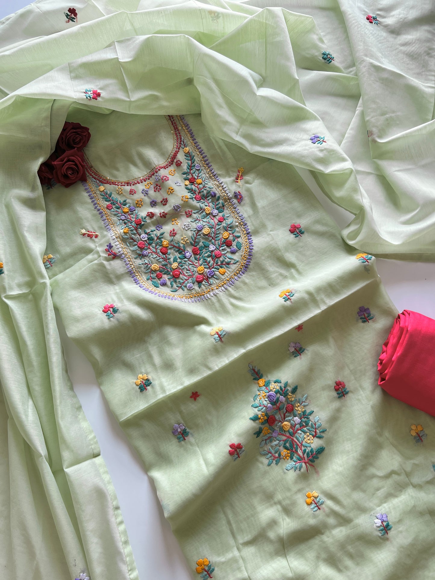 Knot embroidery Unstitched suit material