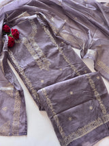 Mul Chanderi dress material unstitched Suit set