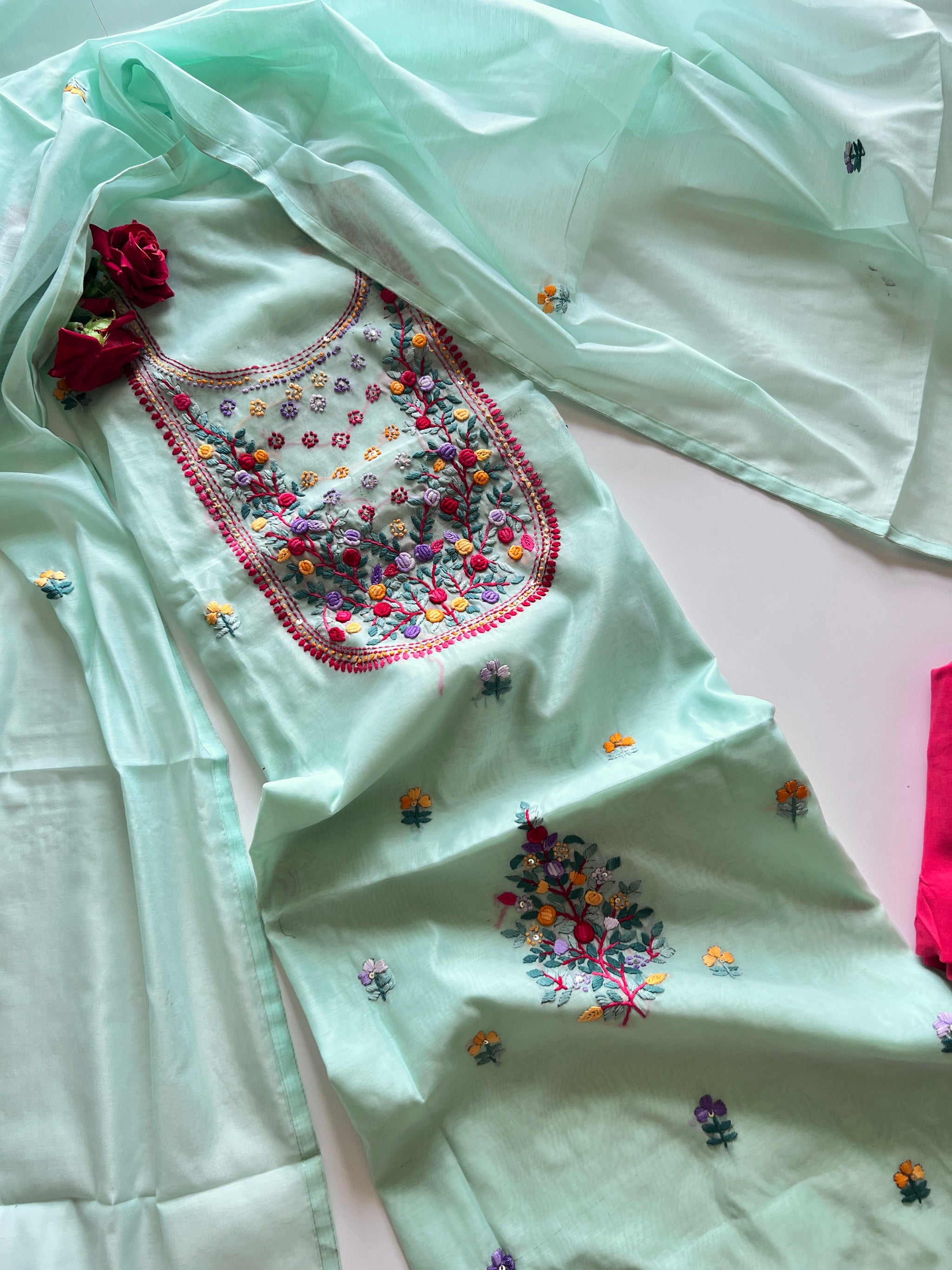 Knot embroidery Unstitched suit material